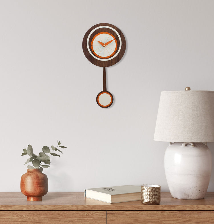 Balance Orange Pendulum Wall Clock