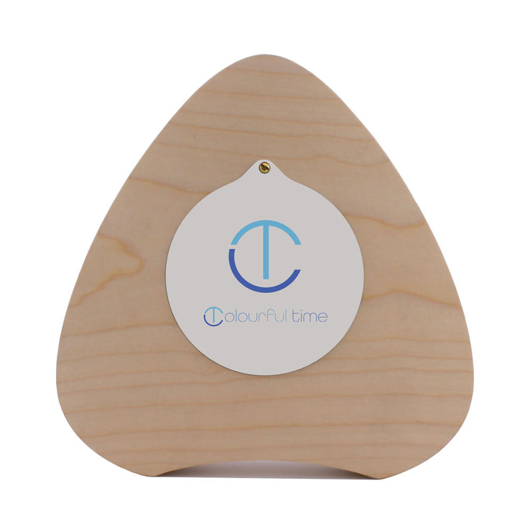 Decorative contour blue wooden desk clock back