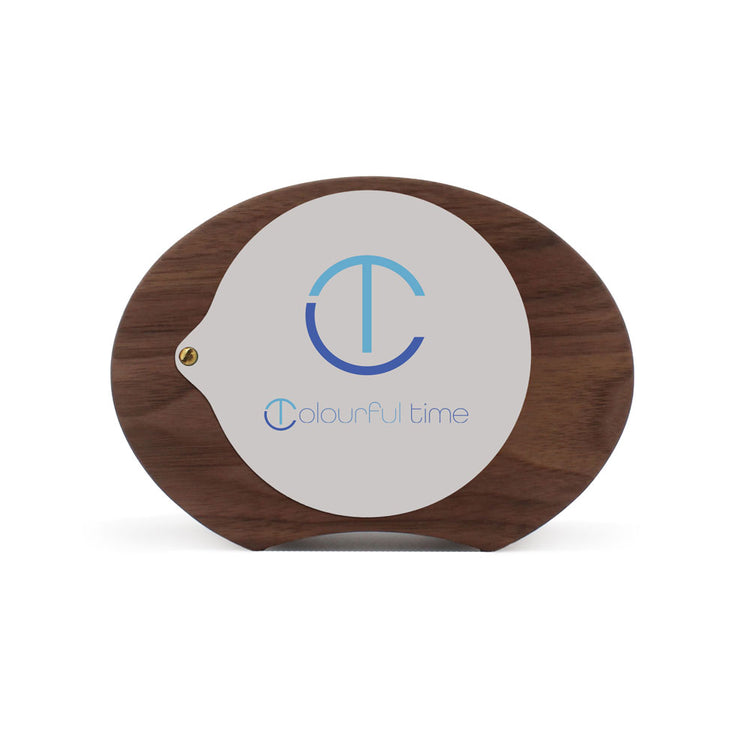 Decorative ripple walnut desk clock back