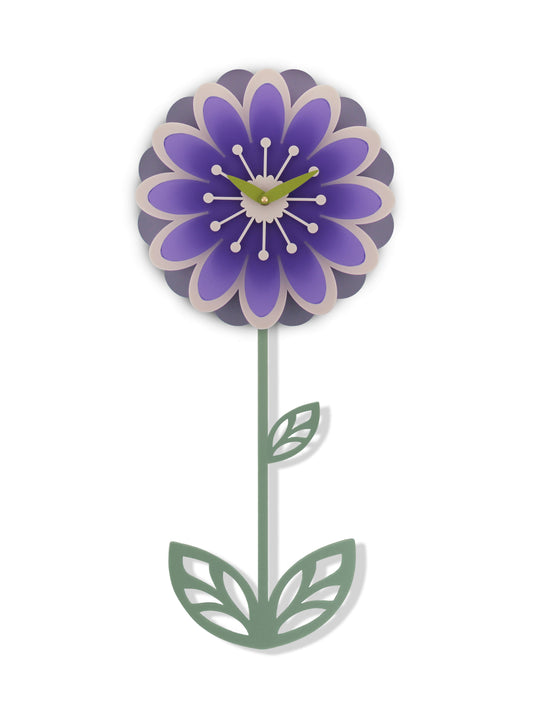 Daisy Purple Pendulum wall Clock