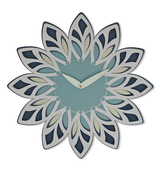Leaf Blue Wall Clock