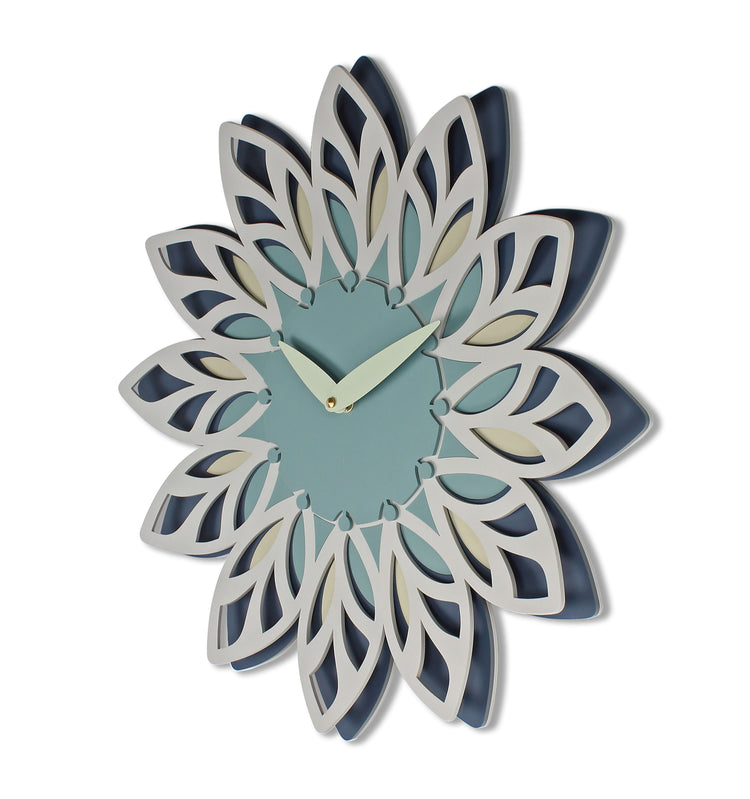 Leaf Blue Wall Clock