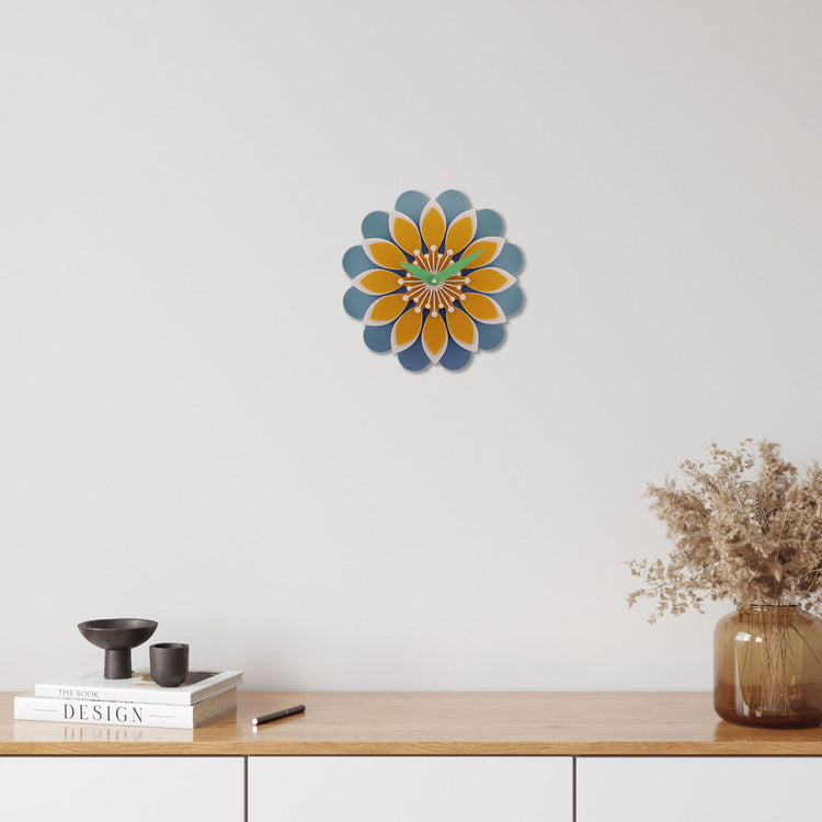 Decorative wall clock with a floral design