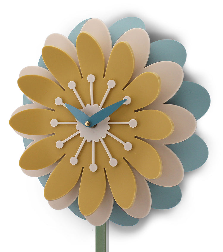 Daisy Yellow Pendulum Wall Clock
