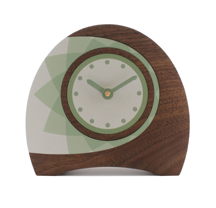 Arc Green Walnut Desk Clock