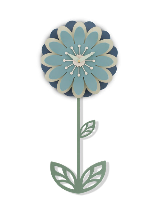Daisy Blue Pendulum Wall Clock