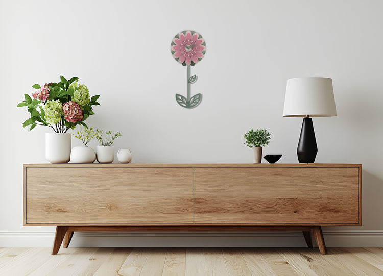 Daisy Pink Pendulum Wall Clock