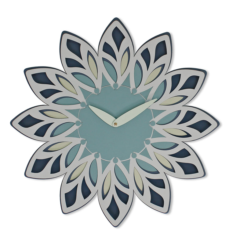 Leaf Blue Wall Clock