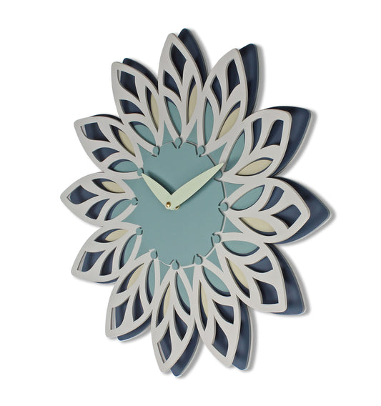Leaf Blue Wall Clock