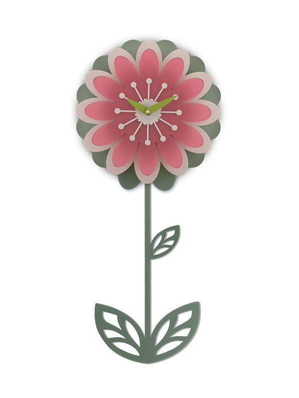 Daisy Pink Pendulum Wall Clock