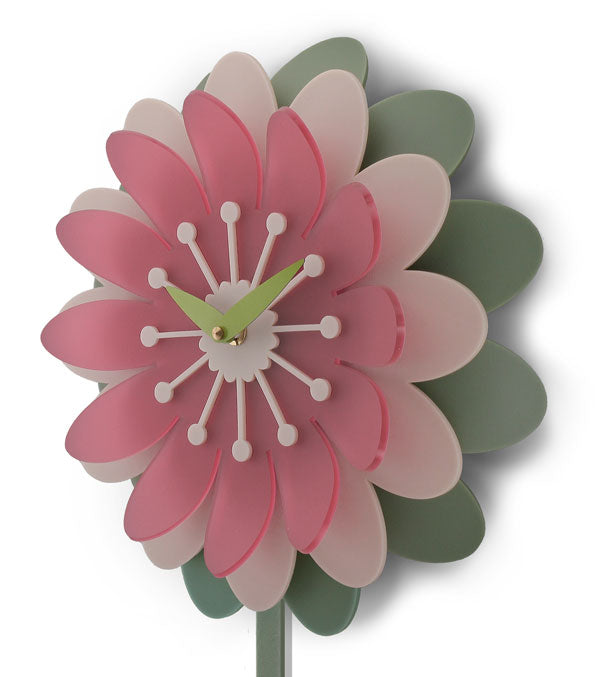 Daisy Pink Pendulum Wall Clock